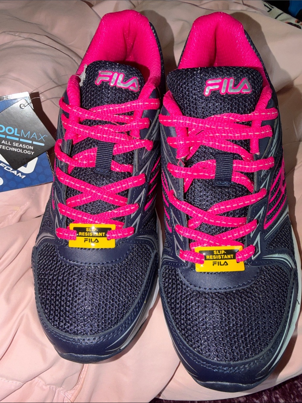 FILA Navy Athletic Sneakers with Hot Pink Accents
